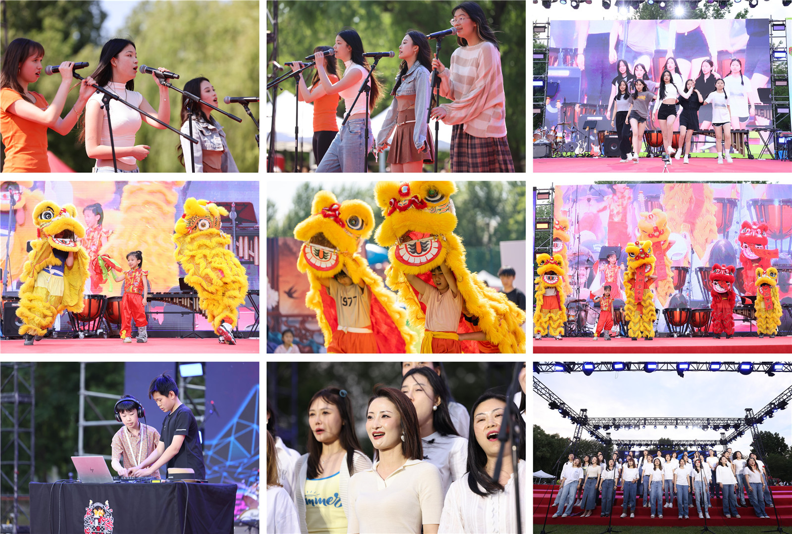 Students and parents performing on Founder's Day