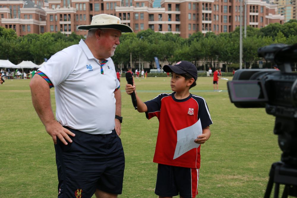 Mike Gatting, former captain of the England Cricket team, coaches the school cricket team.