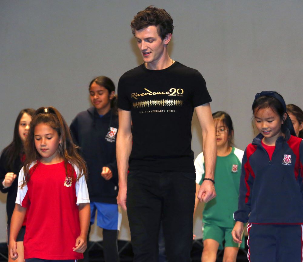 Award-winning Riverdance performs in the Mei Lan Fang Theatre on our campus before delivering a mast