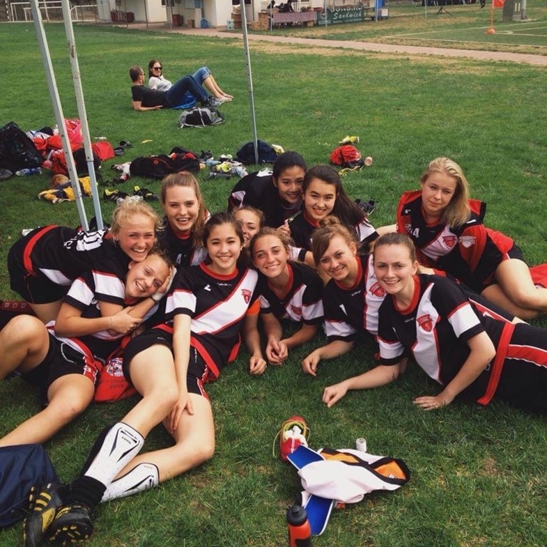 DCB days: Rachel with the rest of her DCB varsity Football Team teammates