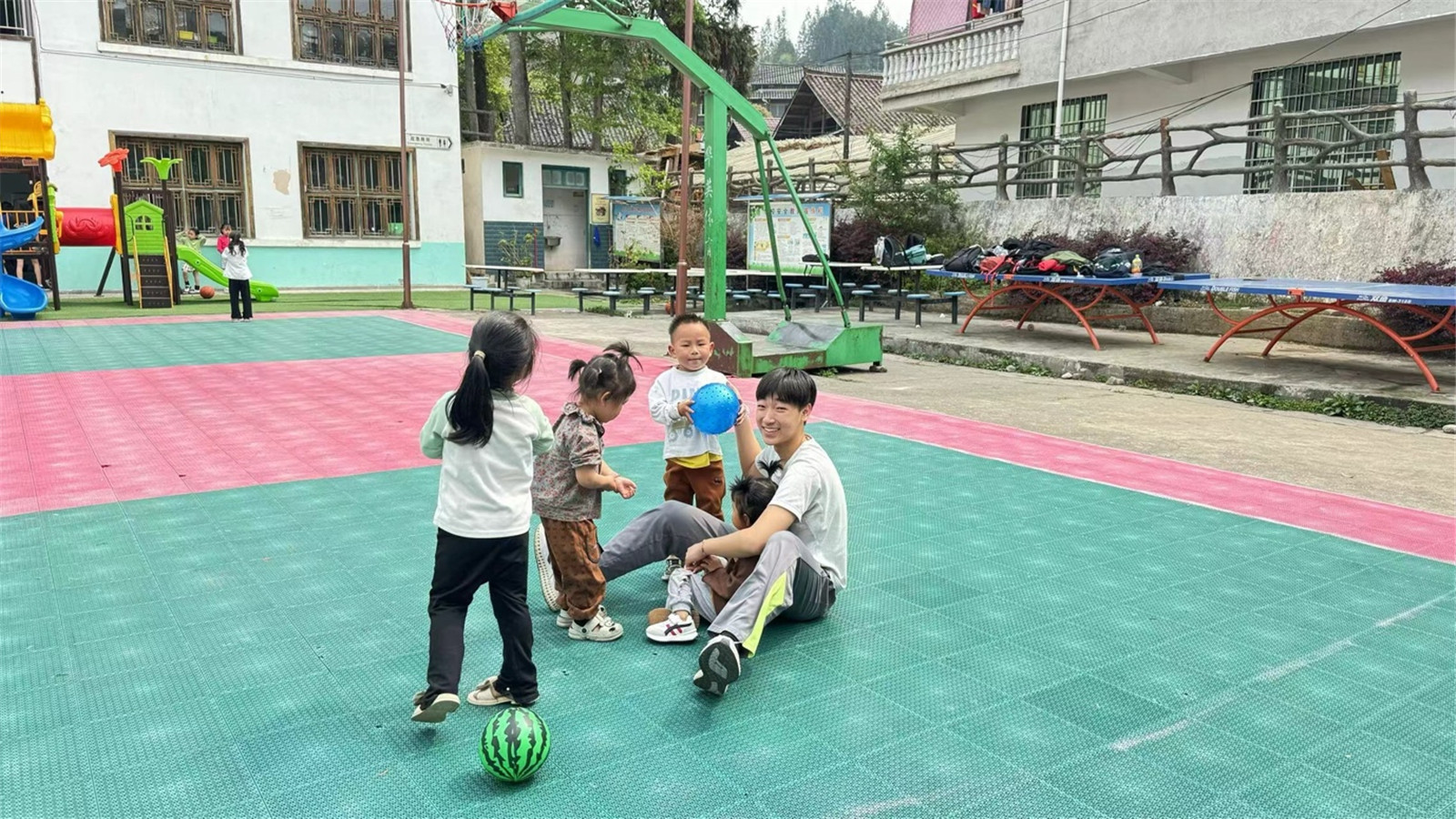 Playing with local kids in rural Guizhou