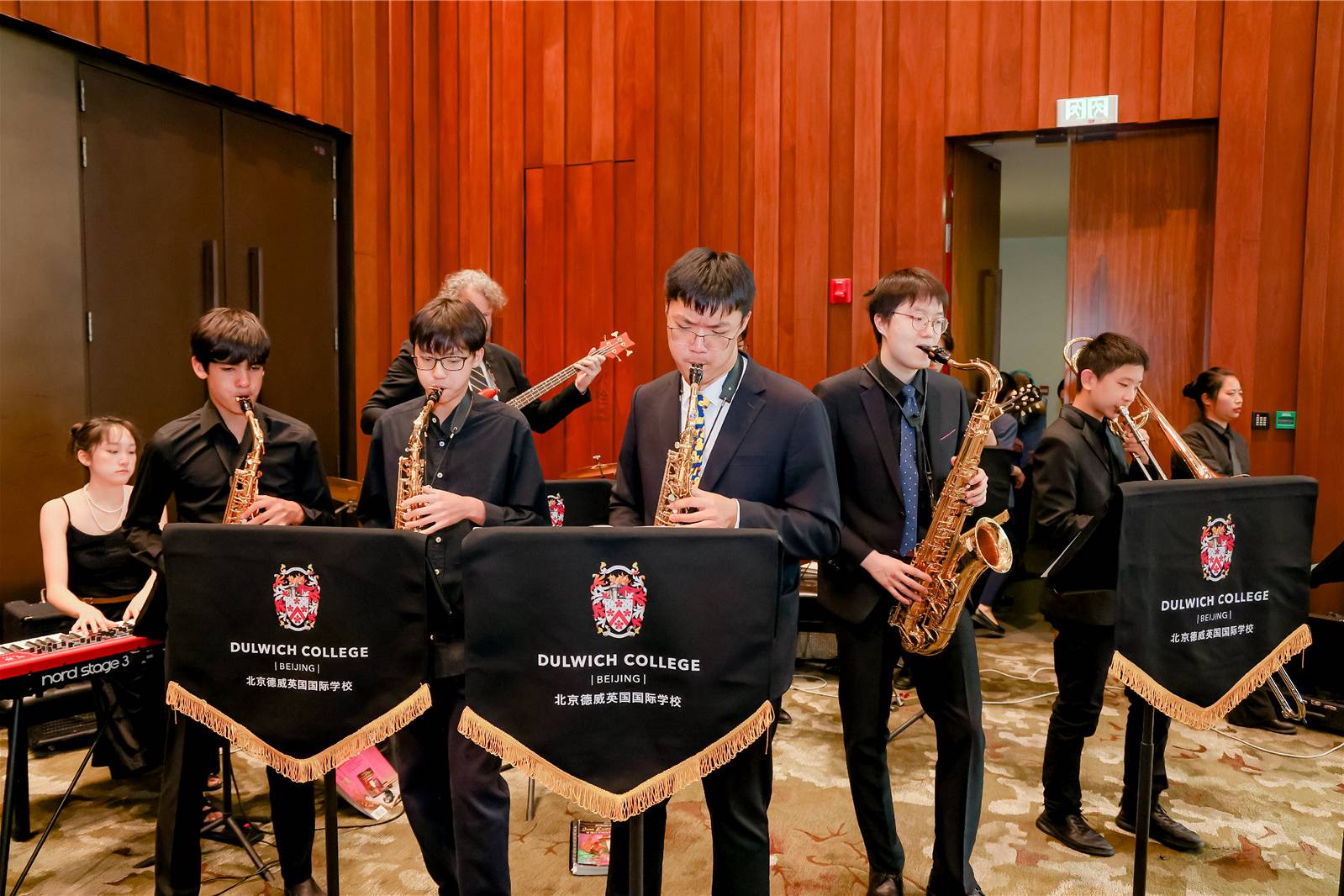 Eddy playing music with the band