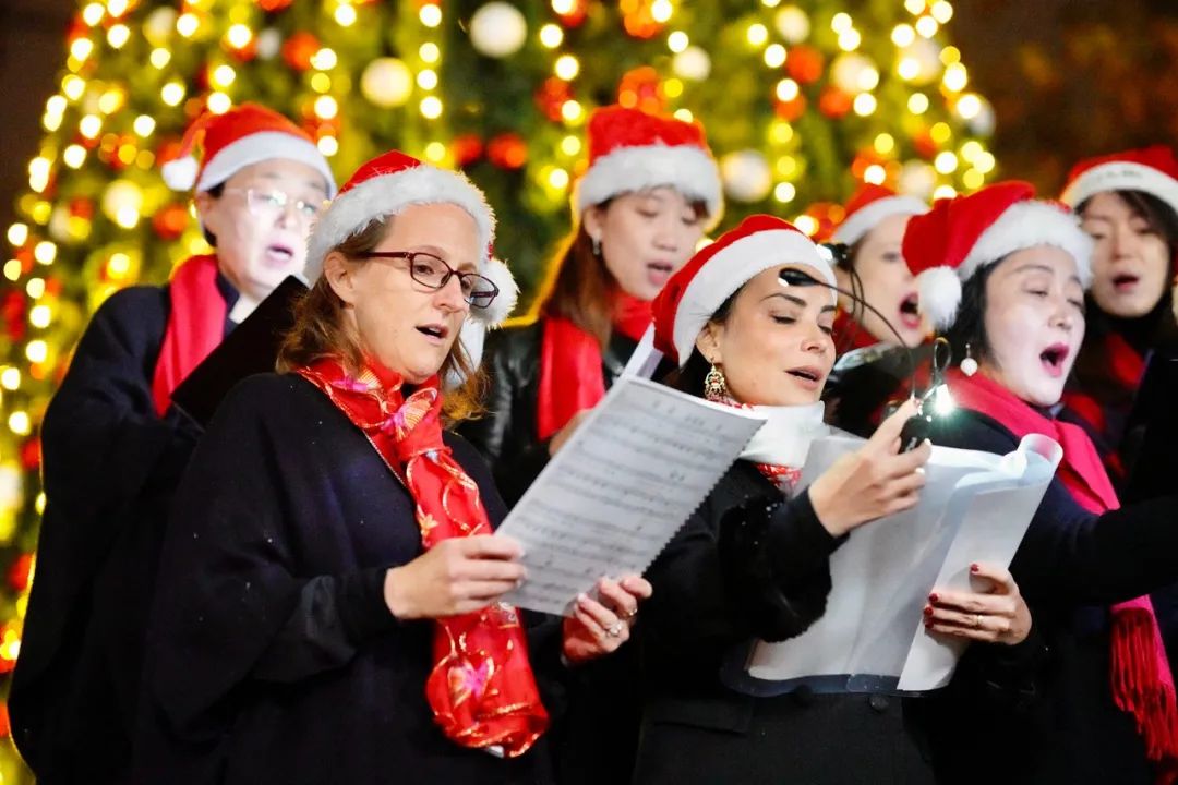 The Community Choir singing in the 2020 Tree Lighting Ceremony