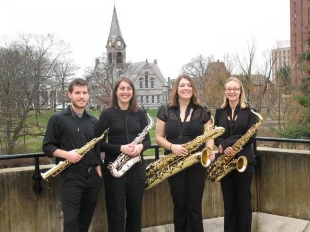 Rachel with the Sax Quartet at Umass Amherst