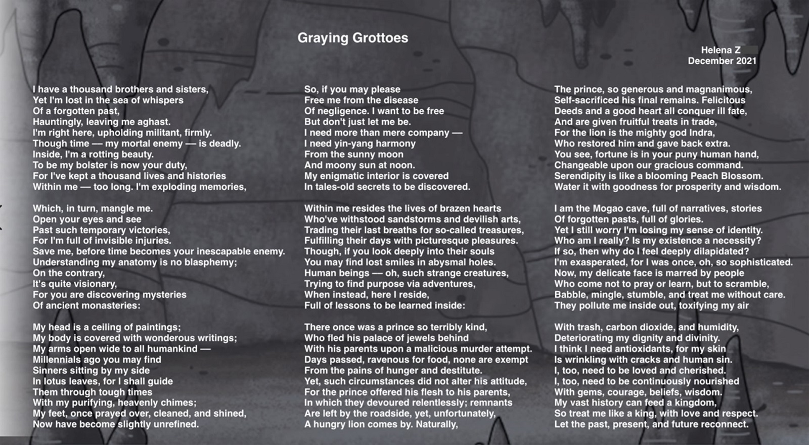 Helena的诗歌作品Graying Grottoes
