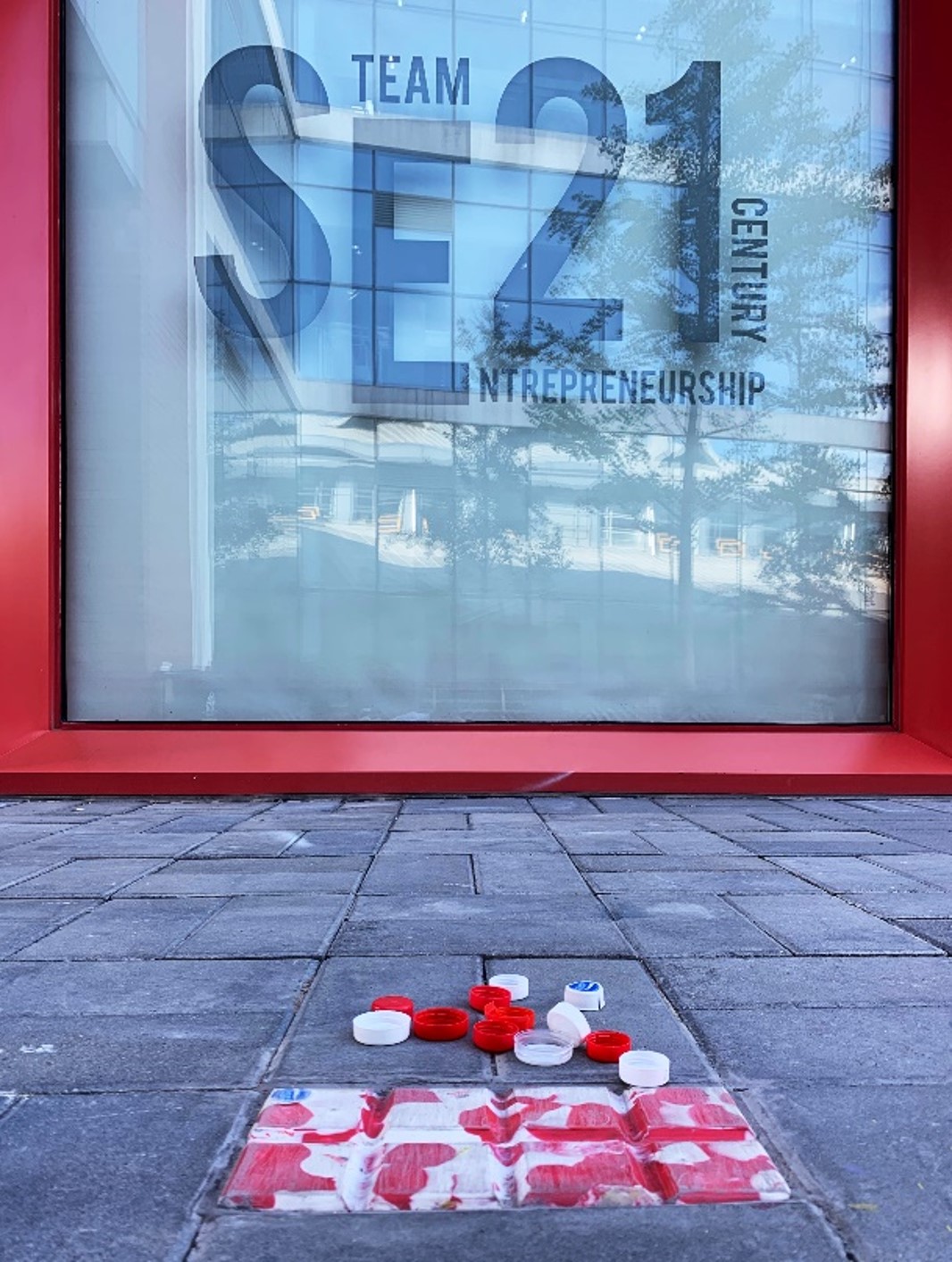 The first prototype brick in the walkway