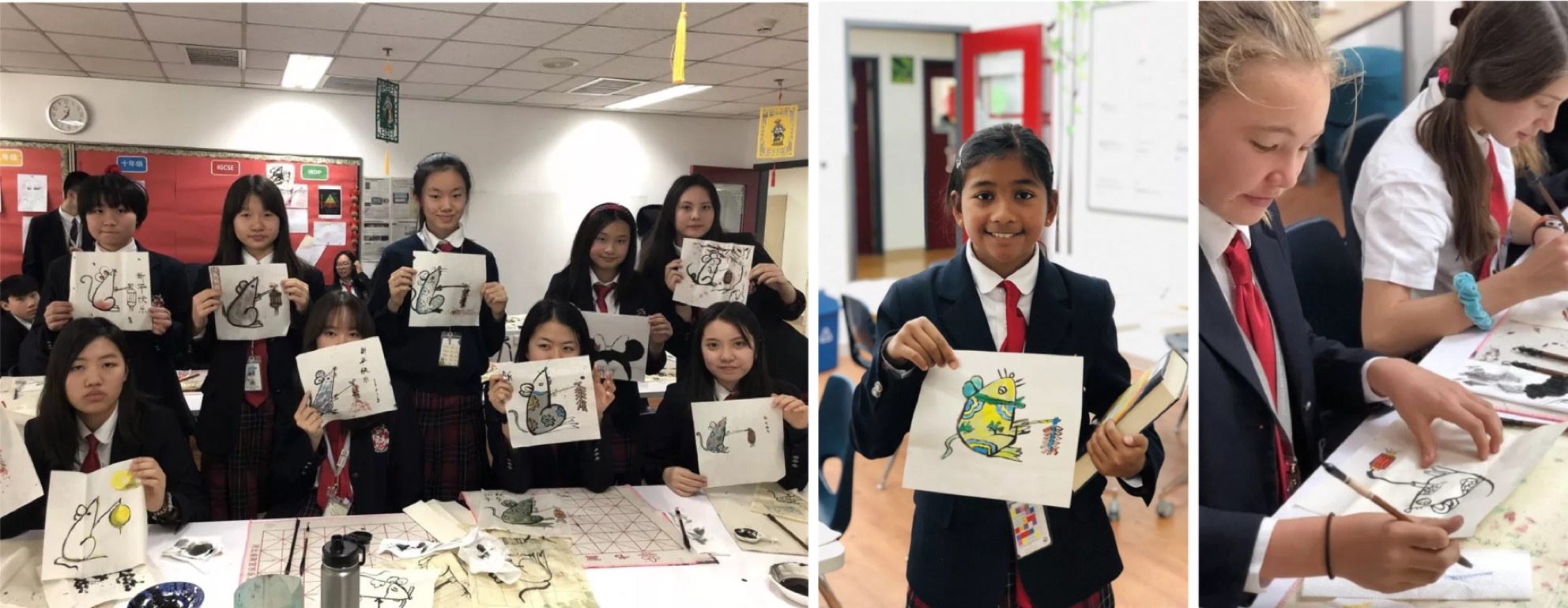 Students learning Chinese painting