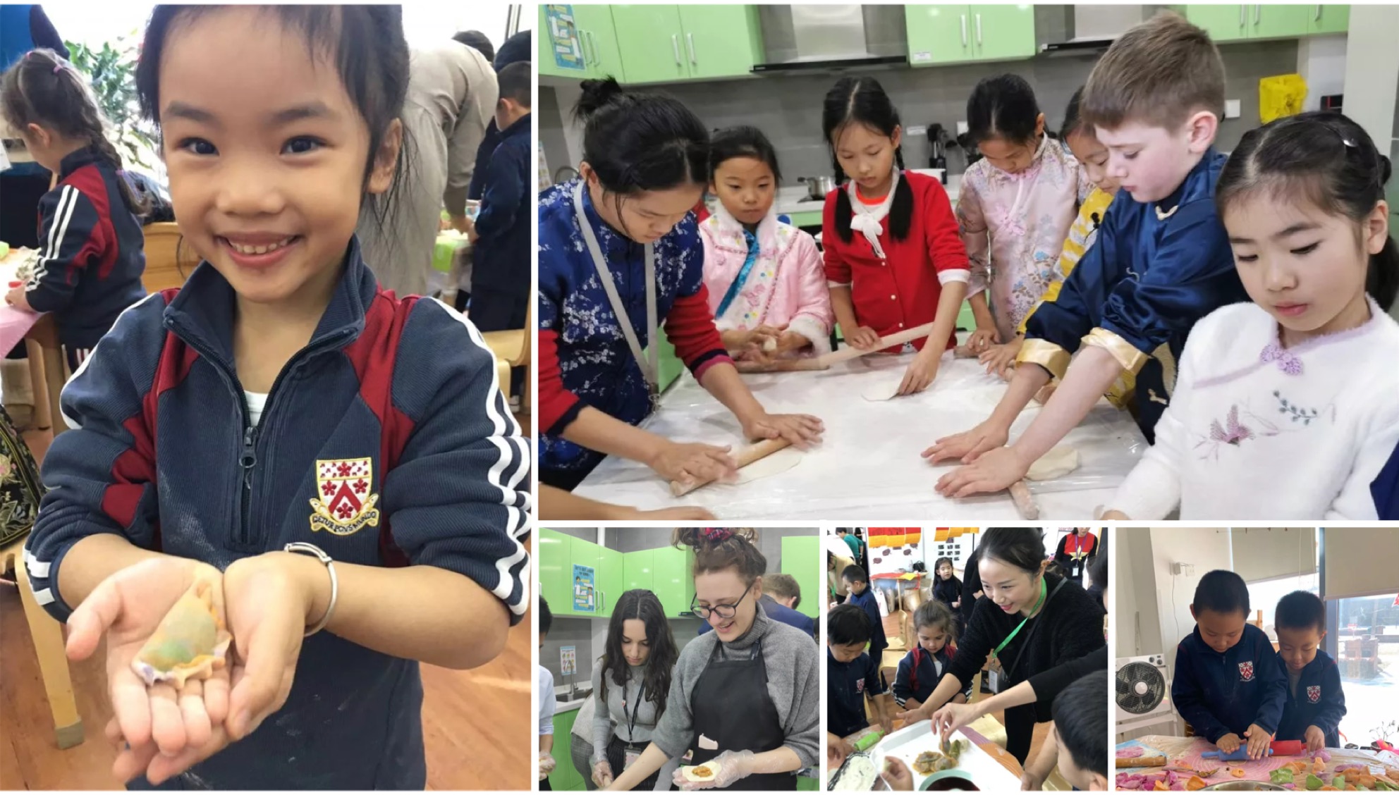 Students making dumplings