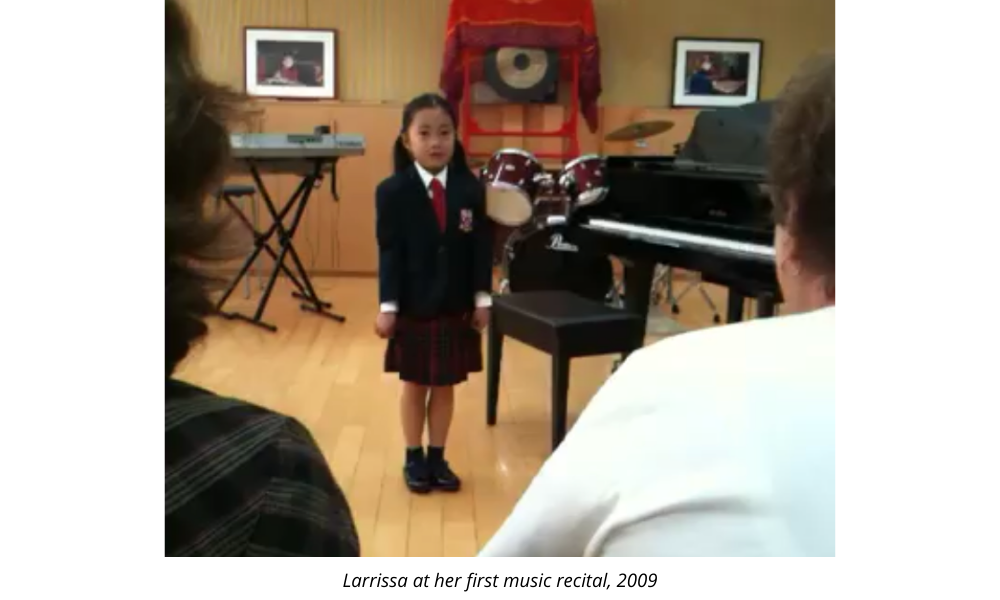 Larrissa at her first music recital, 2009