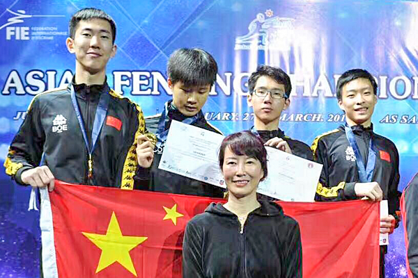 Timothy X. won the Men's Epee team championship in the 2019 Asian Junior Fencing