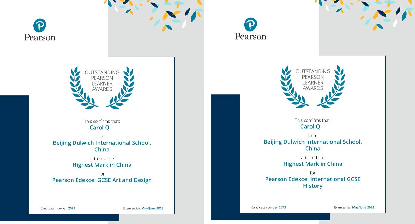 Outstanding Pearson Learner Awards 2023: Highest Marks in China