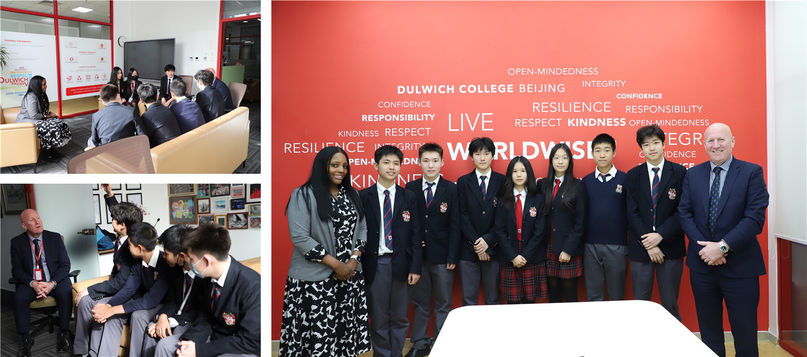 students with Michaela Pierre and head of college