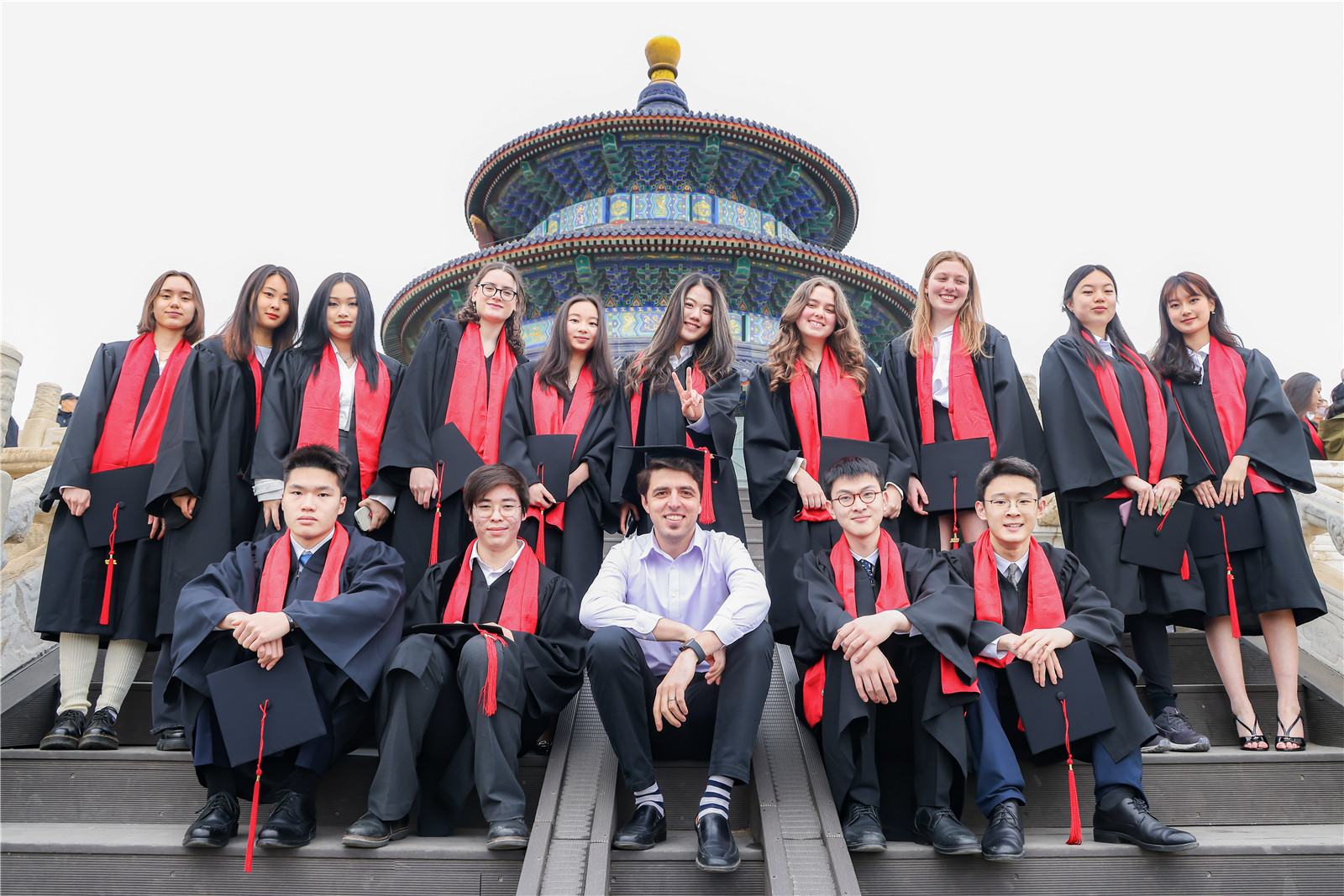 Edward Ye with his classmates and teacher at Temple of Heaven