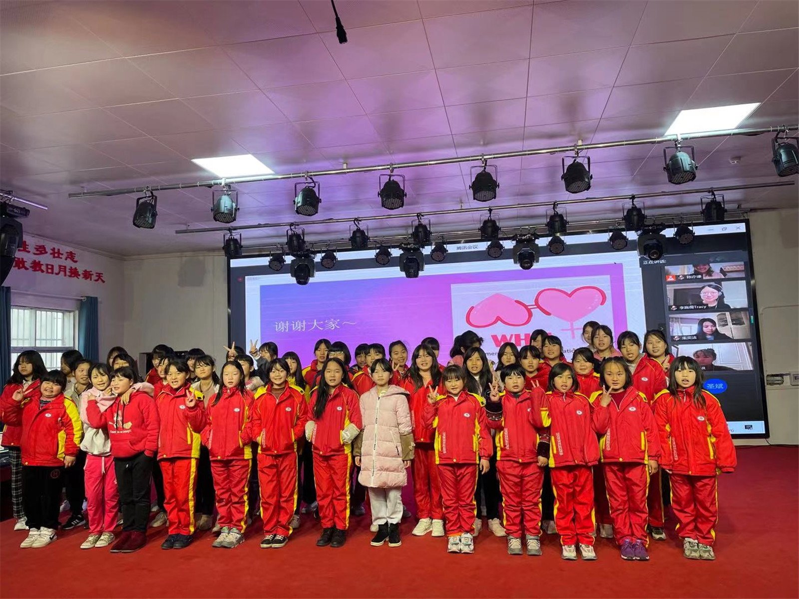 Group photo of students after a class on menstruation