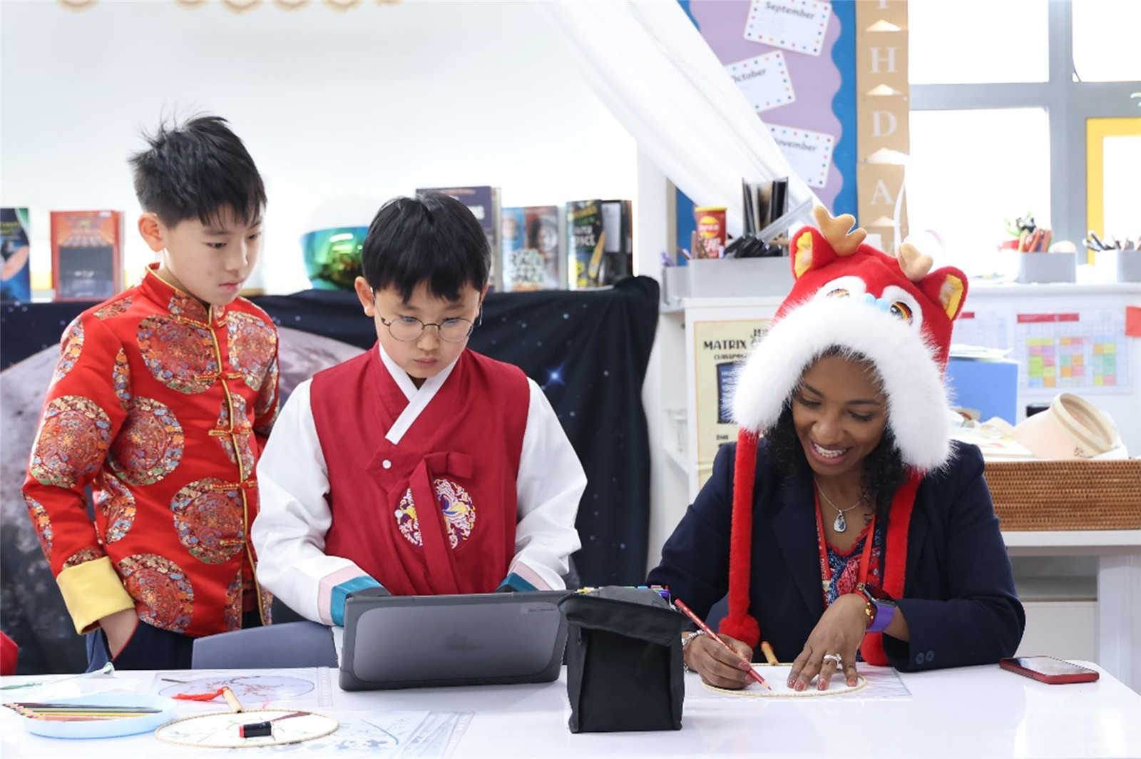 Head of Junior School and Junior School students