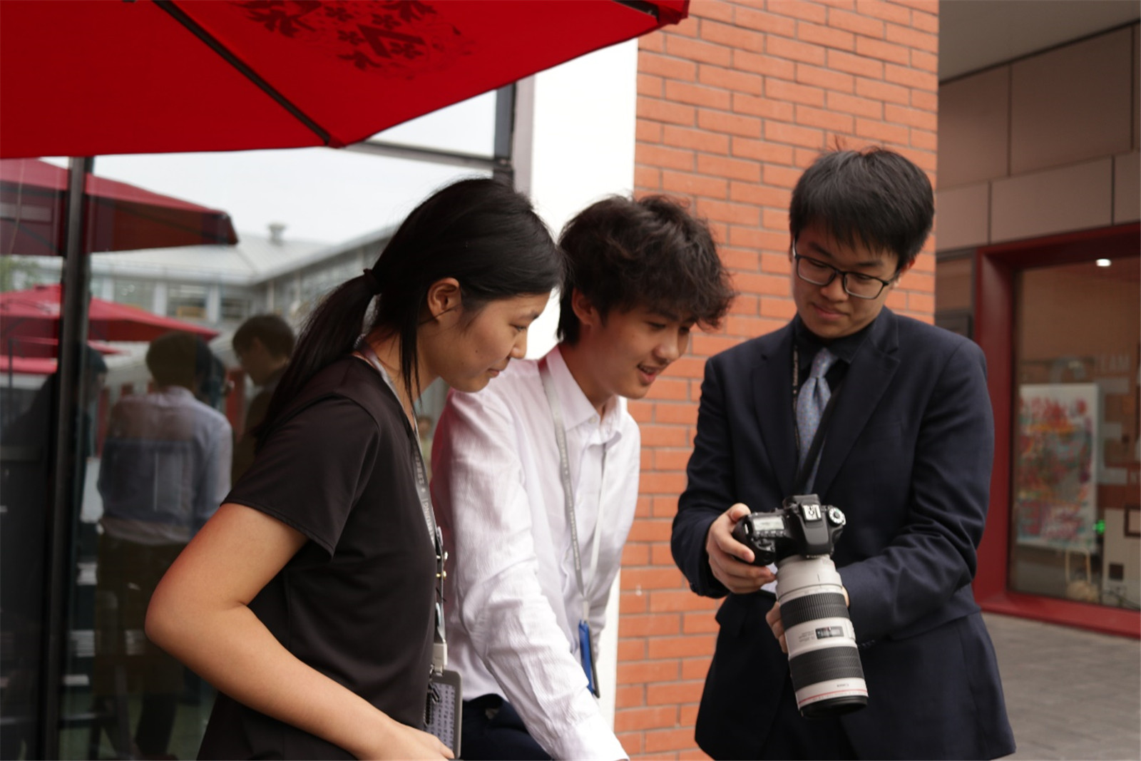 Brian mentors students in the Media Team ECA