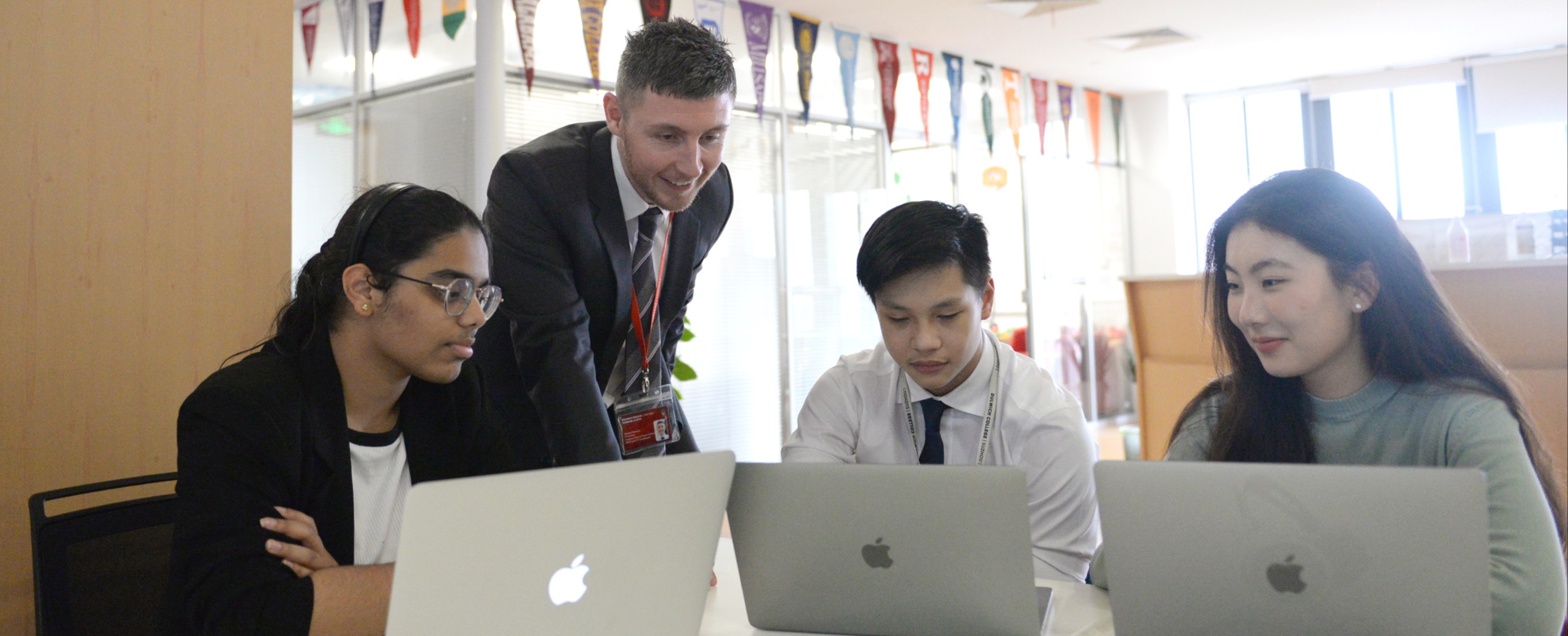Stewart with IB students