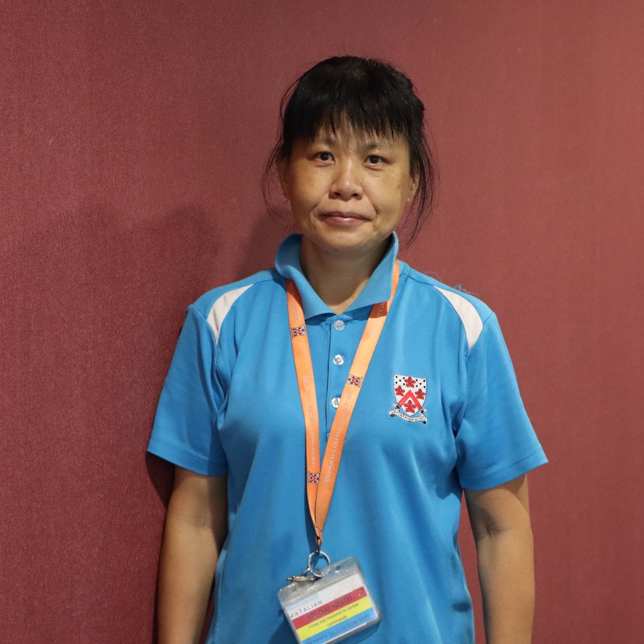 Sandy, hearing-impaired cleaning staff at Dulwich College (Singapore).