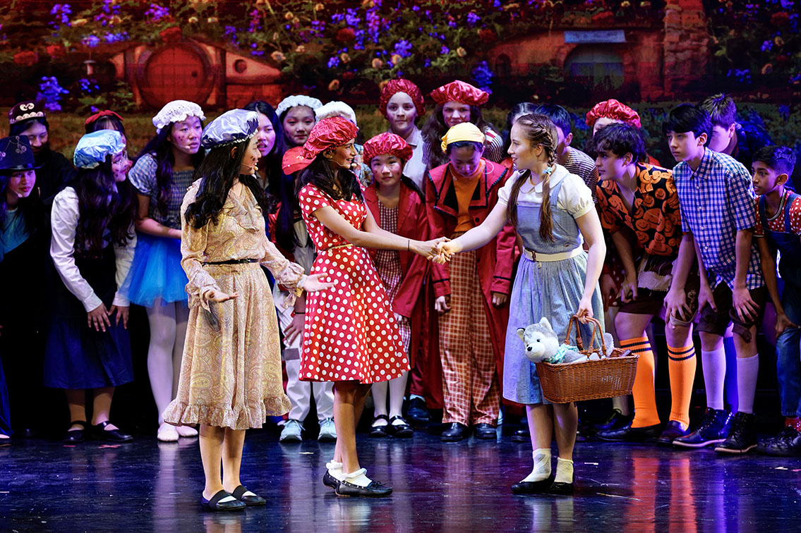 Dorothy meets Munchkin townsfolk