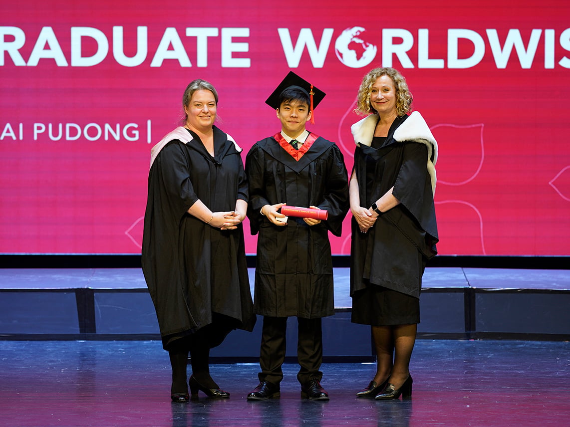 Head of College, Ms Caroline Taylor (first right) with Head of Senior School, Ms Alison Derbyshire (
