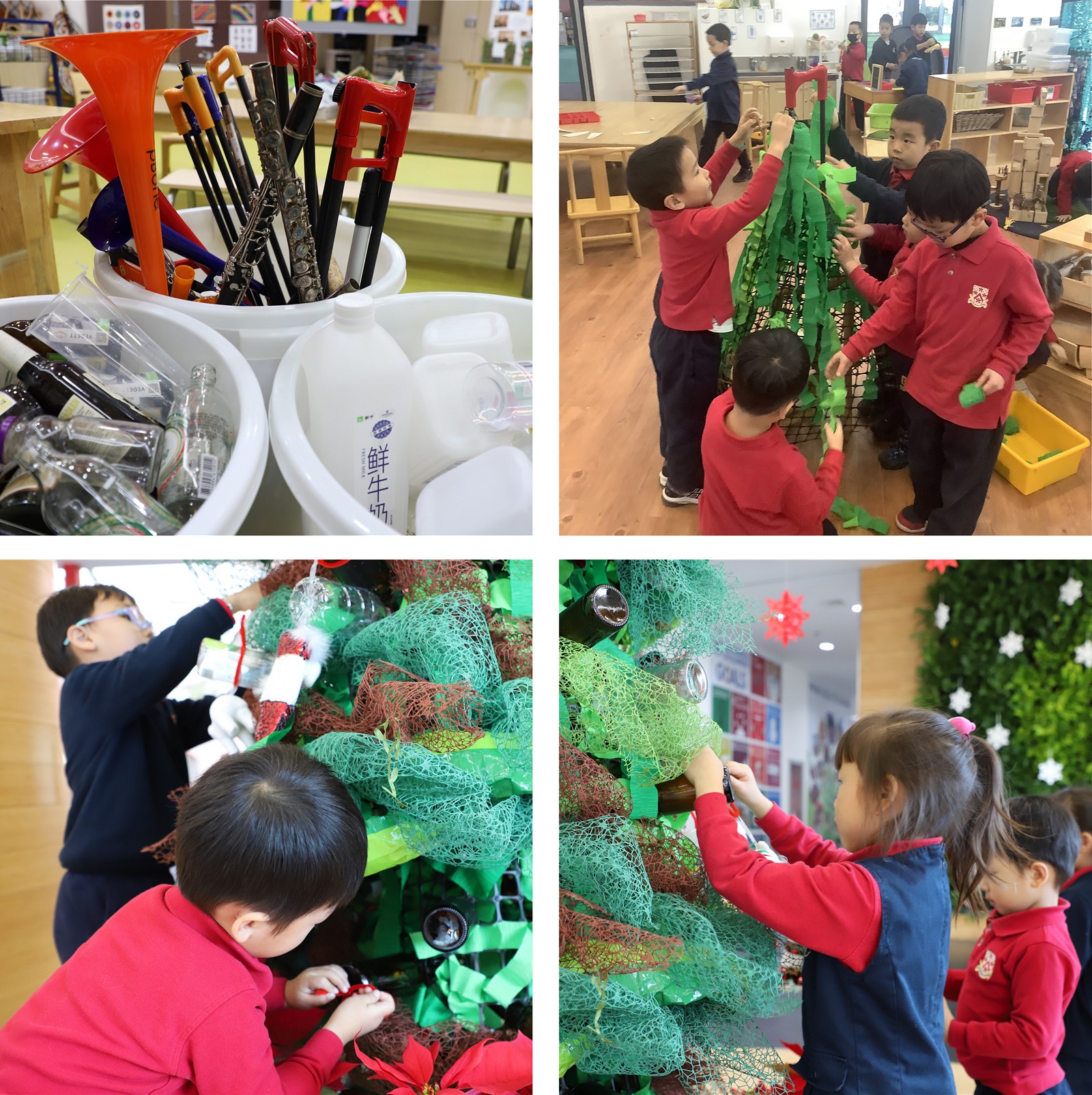 学前部学生制作环保圣诞树