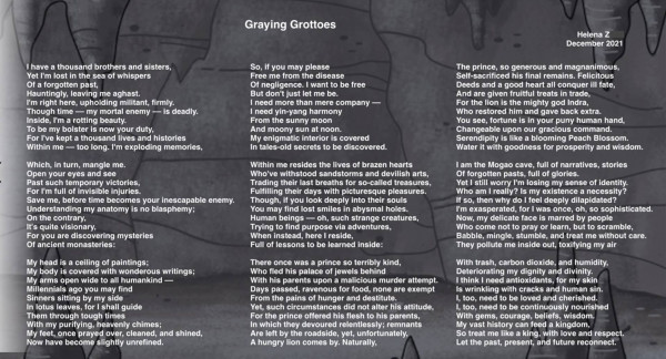 Helena Z's poem 'Graying Grottoes'